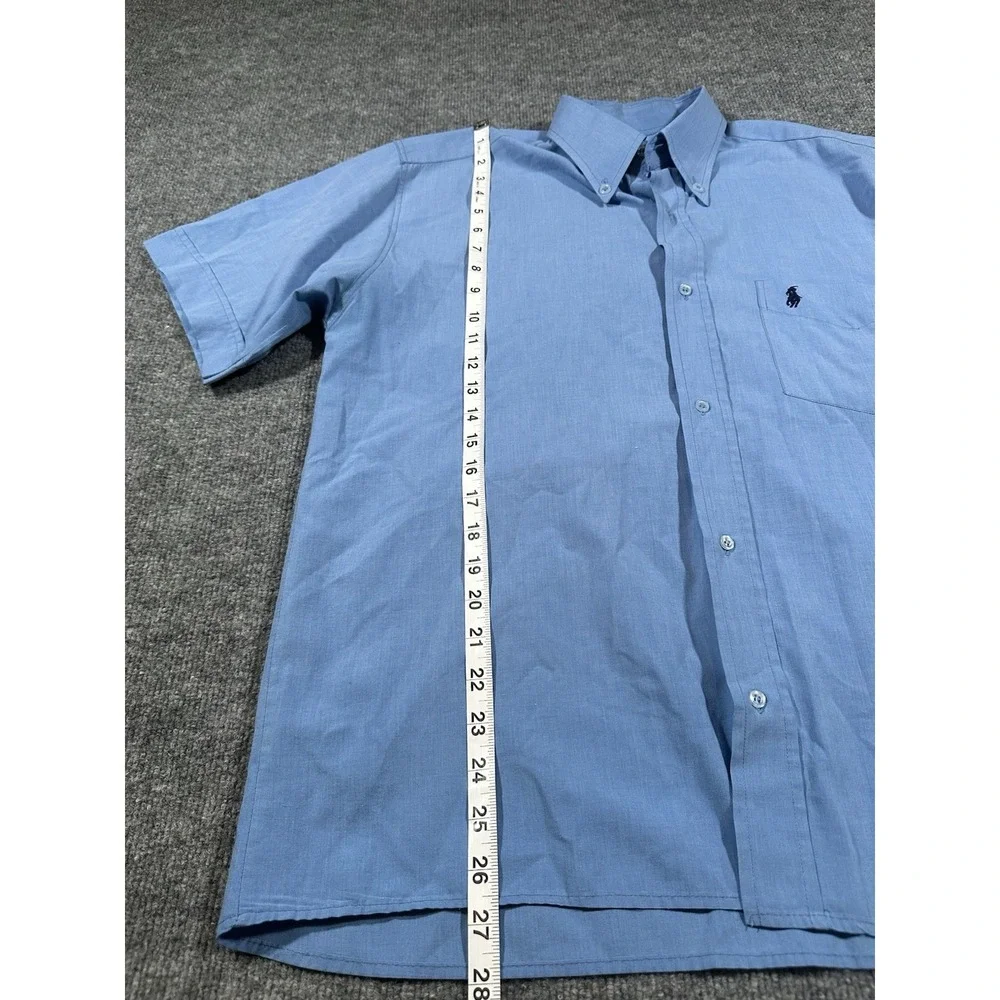 VTG Polo Ralph Lauren Men's XL S/S Blue Button Down Shirt 100% Cotton Made USA